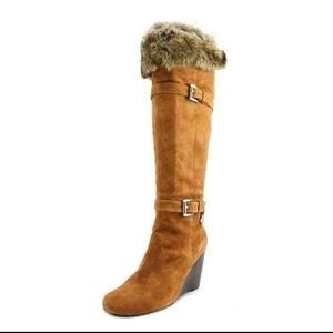 Michael Kors Suede Fur Wedge Boots